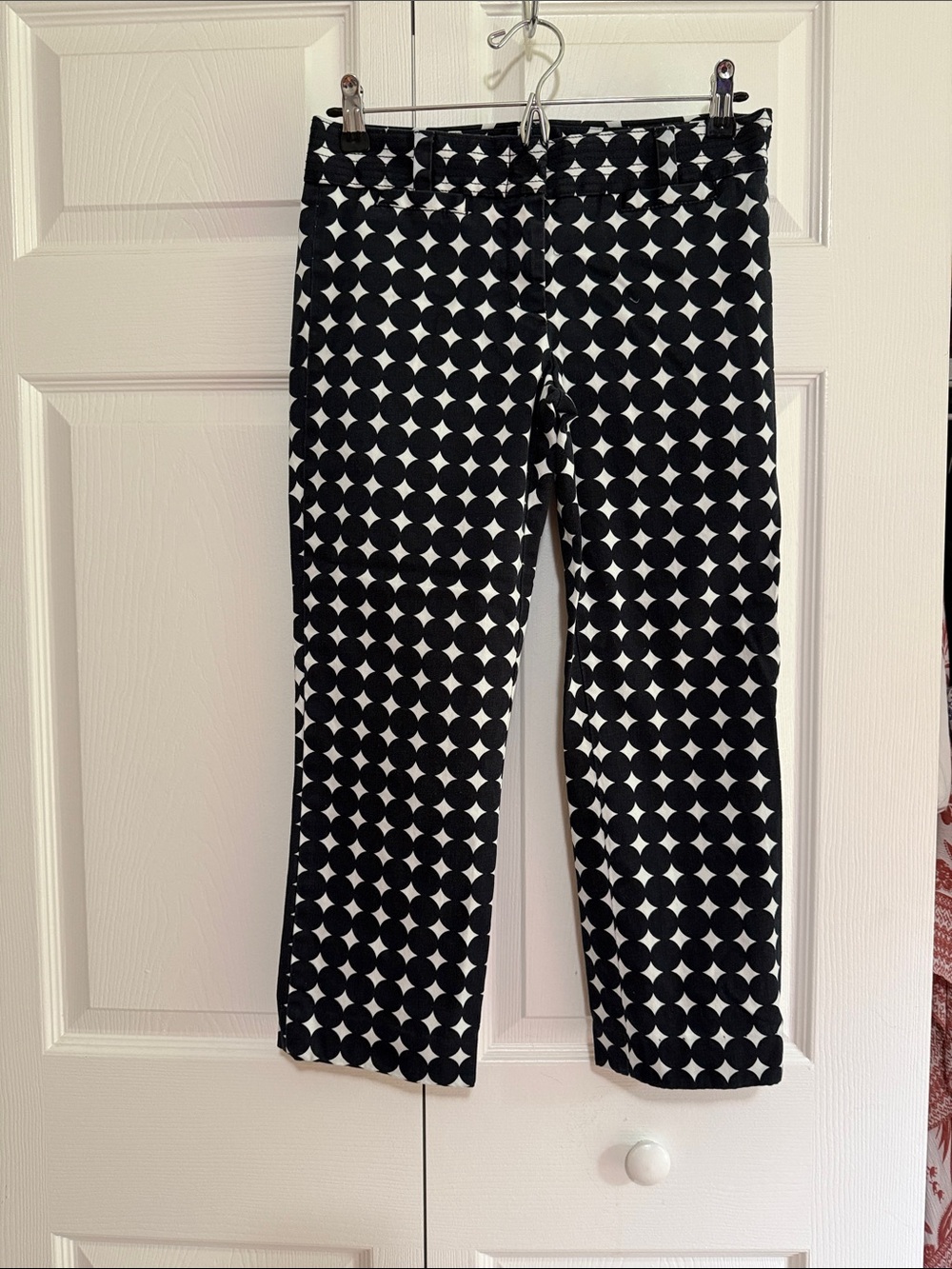 J. Crew Black & White Geometric Straight-Leg Pants
